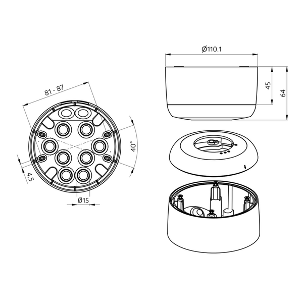 BEG Opbouw montage set IP54 PD2N H wit