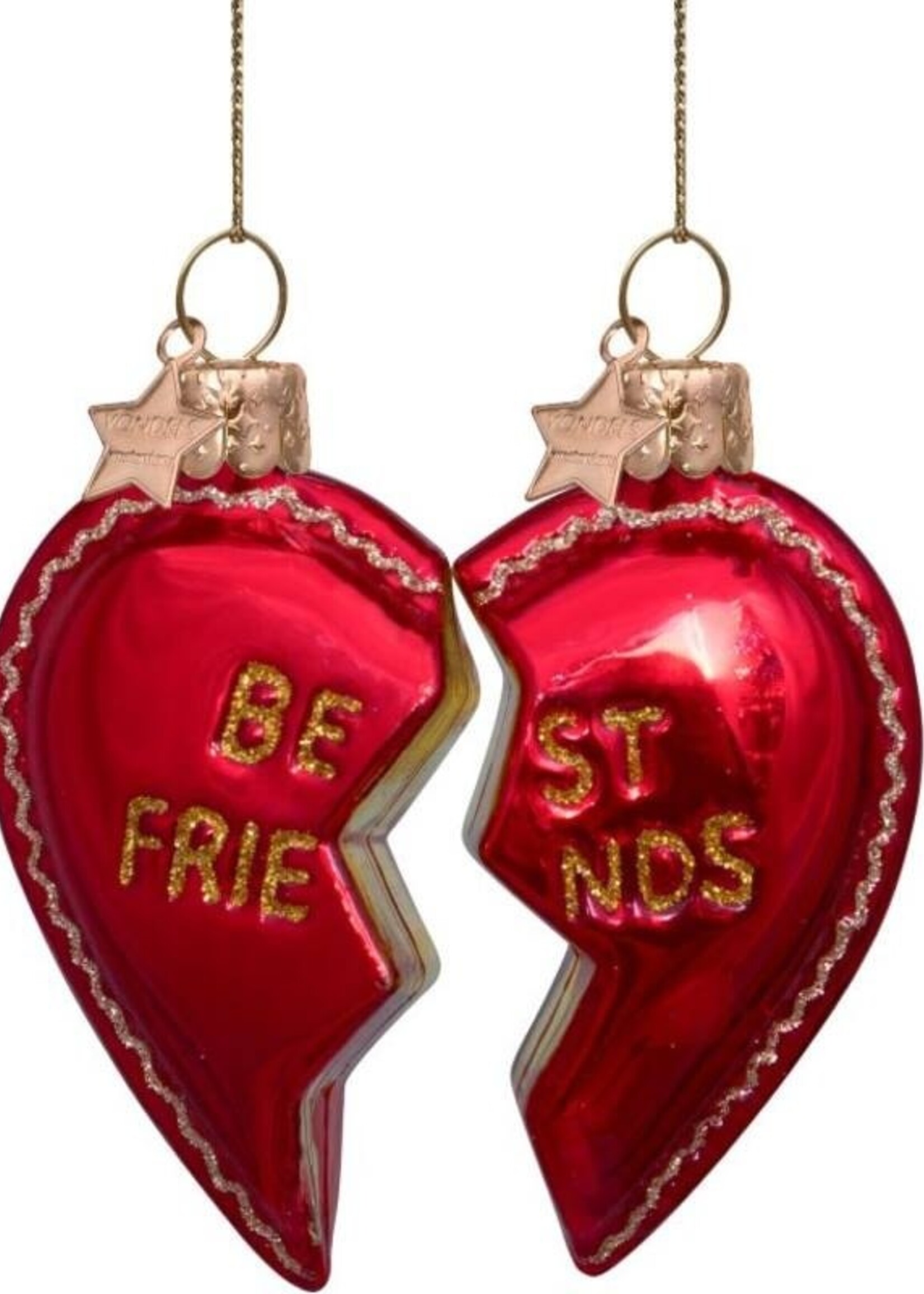 Vondels Ornament Glass Set of Best Friends Heart H8.5cm