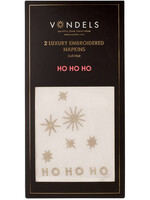 Vondels Embroidered Napkins HOHOHO Ecru 45cm Pack of 2