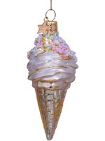 Vondels Ornament Glass Gold Ice Cream With Hologram Glitters H15cm