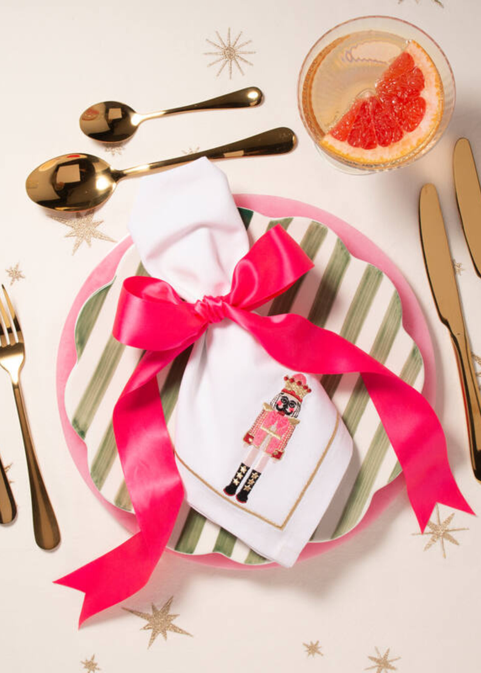 Vondels Embroidered Napkins Nutcracker White 45cm Pack of 2