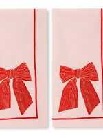 Vondels Embroidered Napkins Bow Soft Pink 45cm Pack of 2