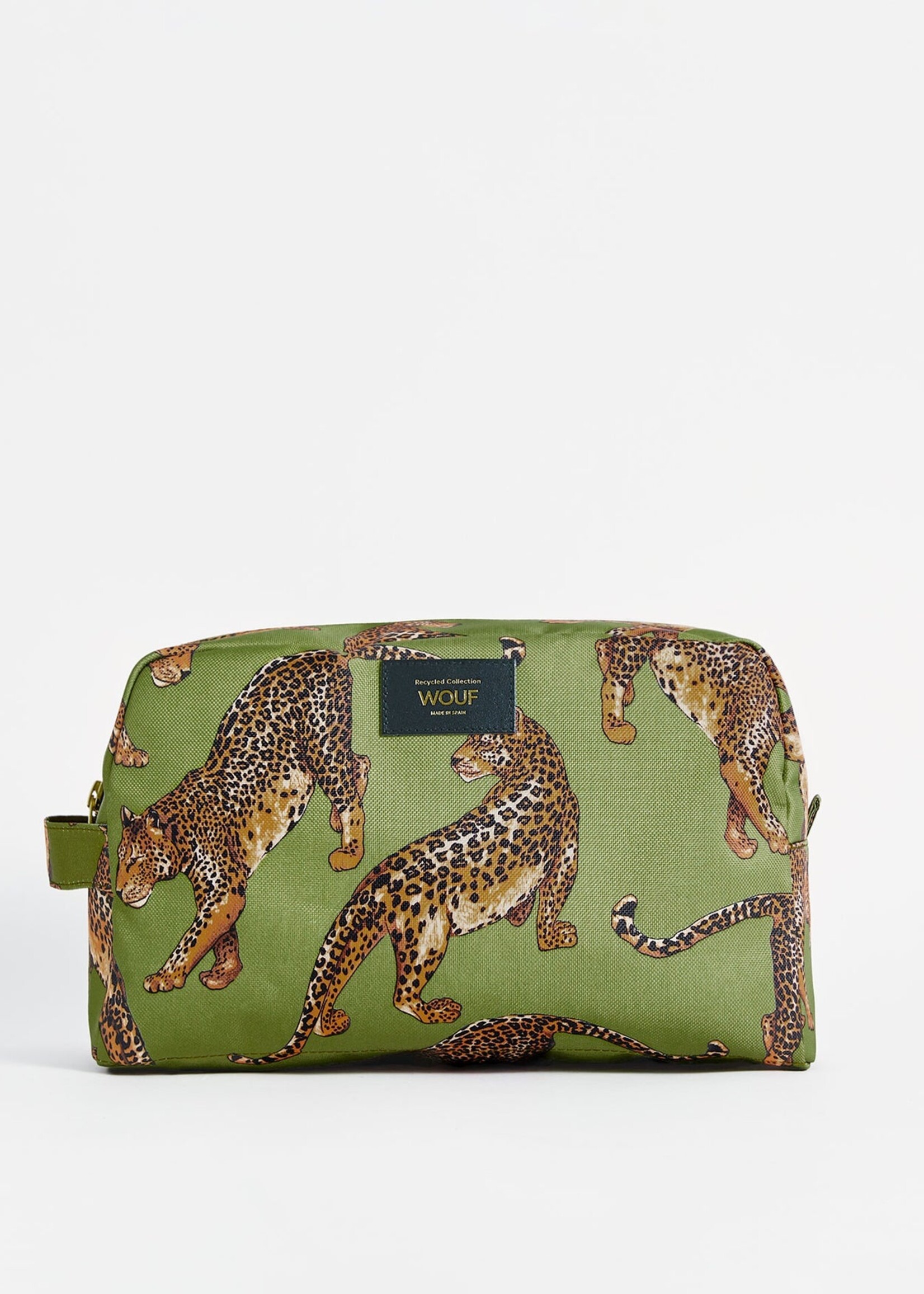 WOUF Olive Leopard Large Toiletry Bag