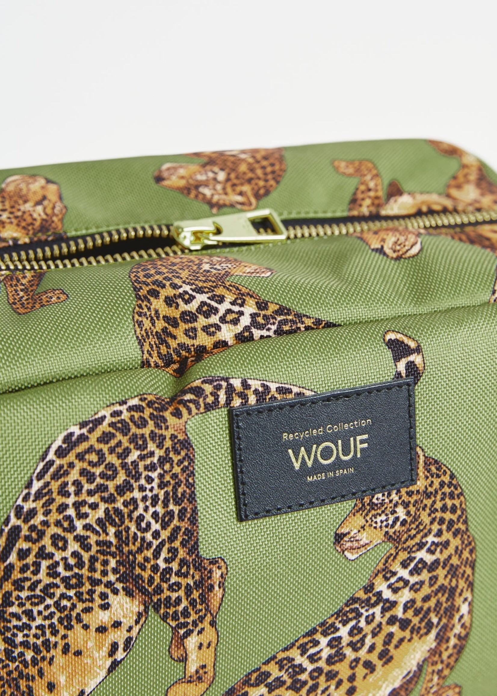 WOUF Olive Leopard Large Toiletry Bag