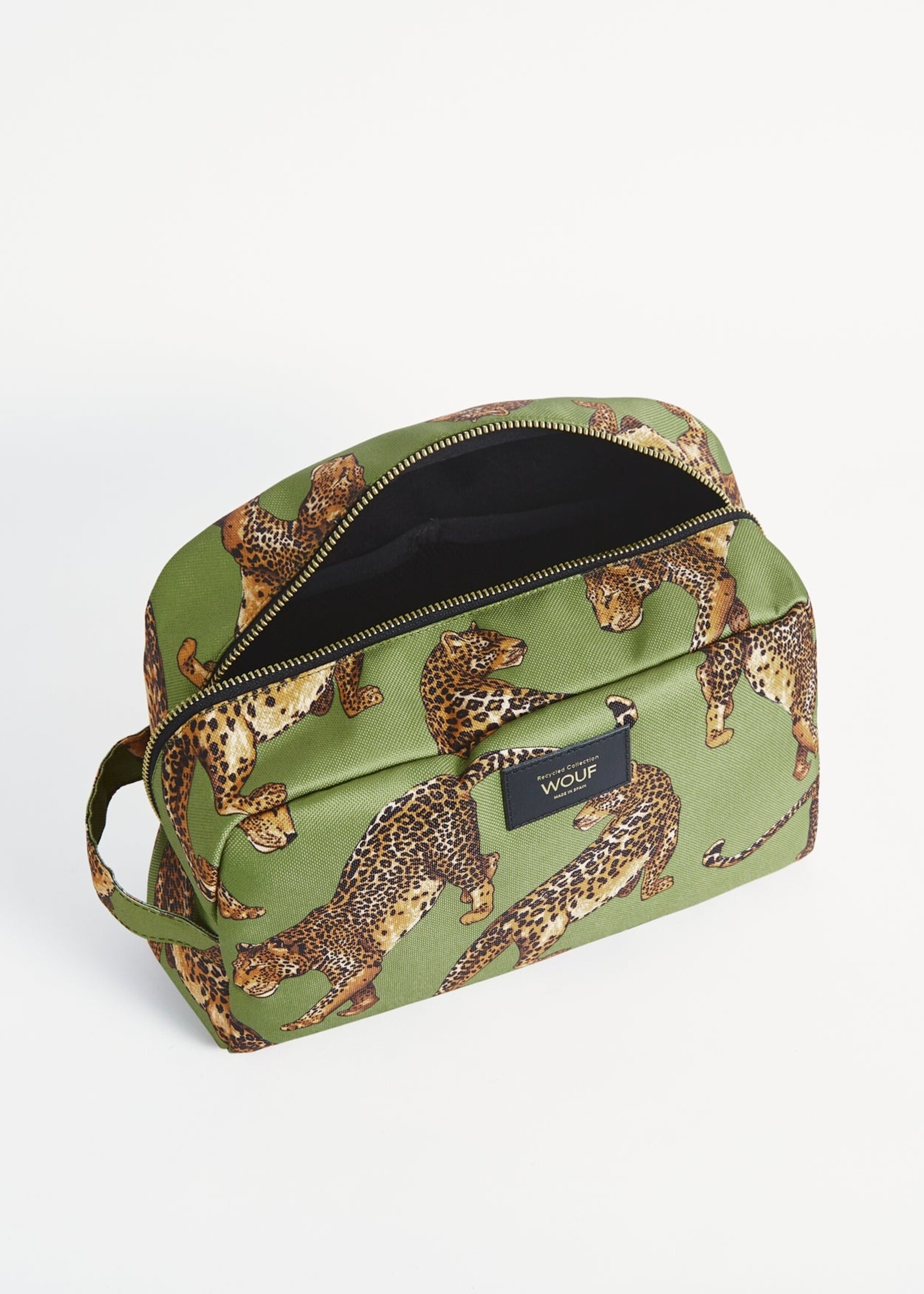 WOUF Olive Leopard Large Toiletry Bag