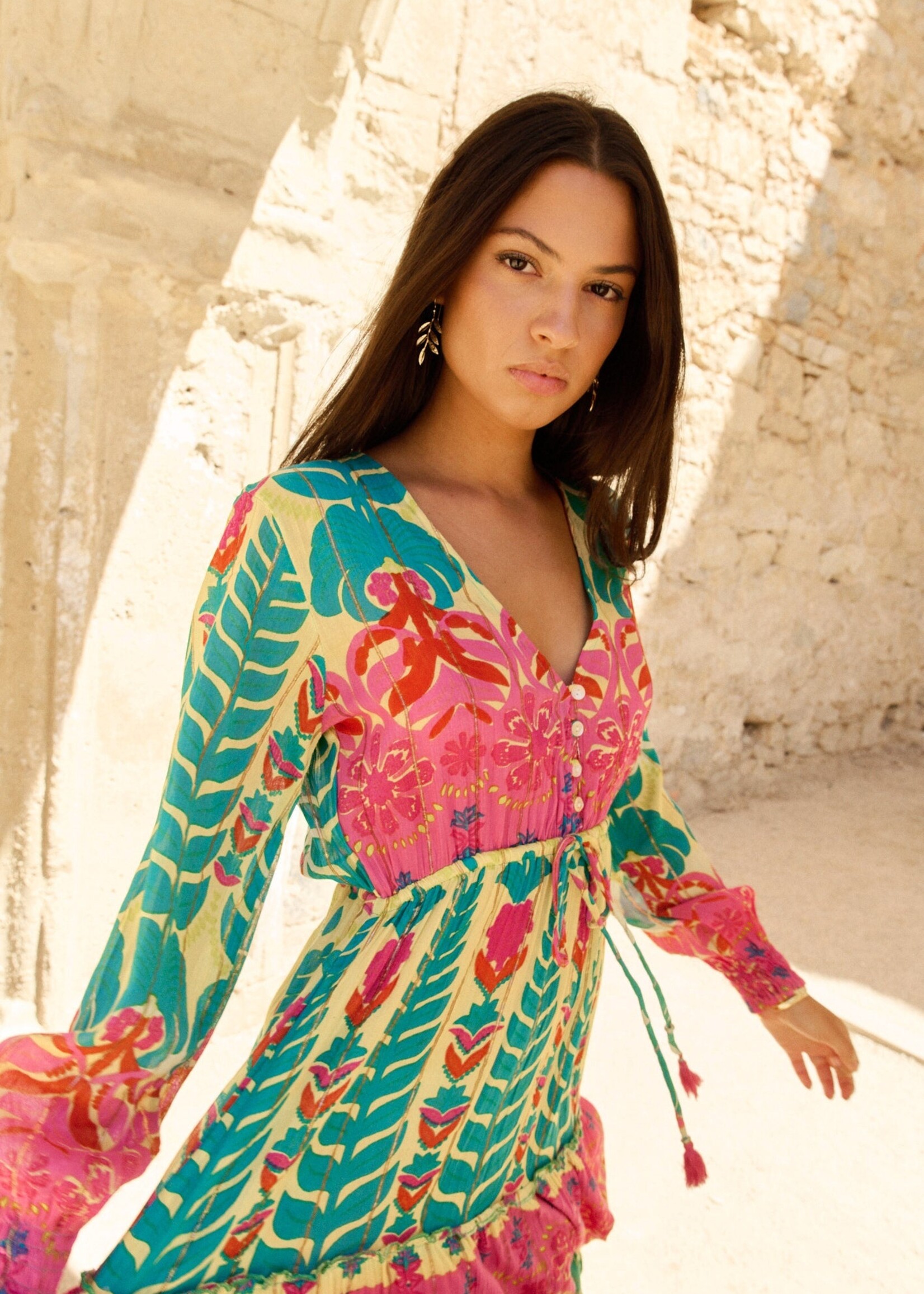 Piti Cuiti IPANEMA AQUA DRESS WITH SLEEVES