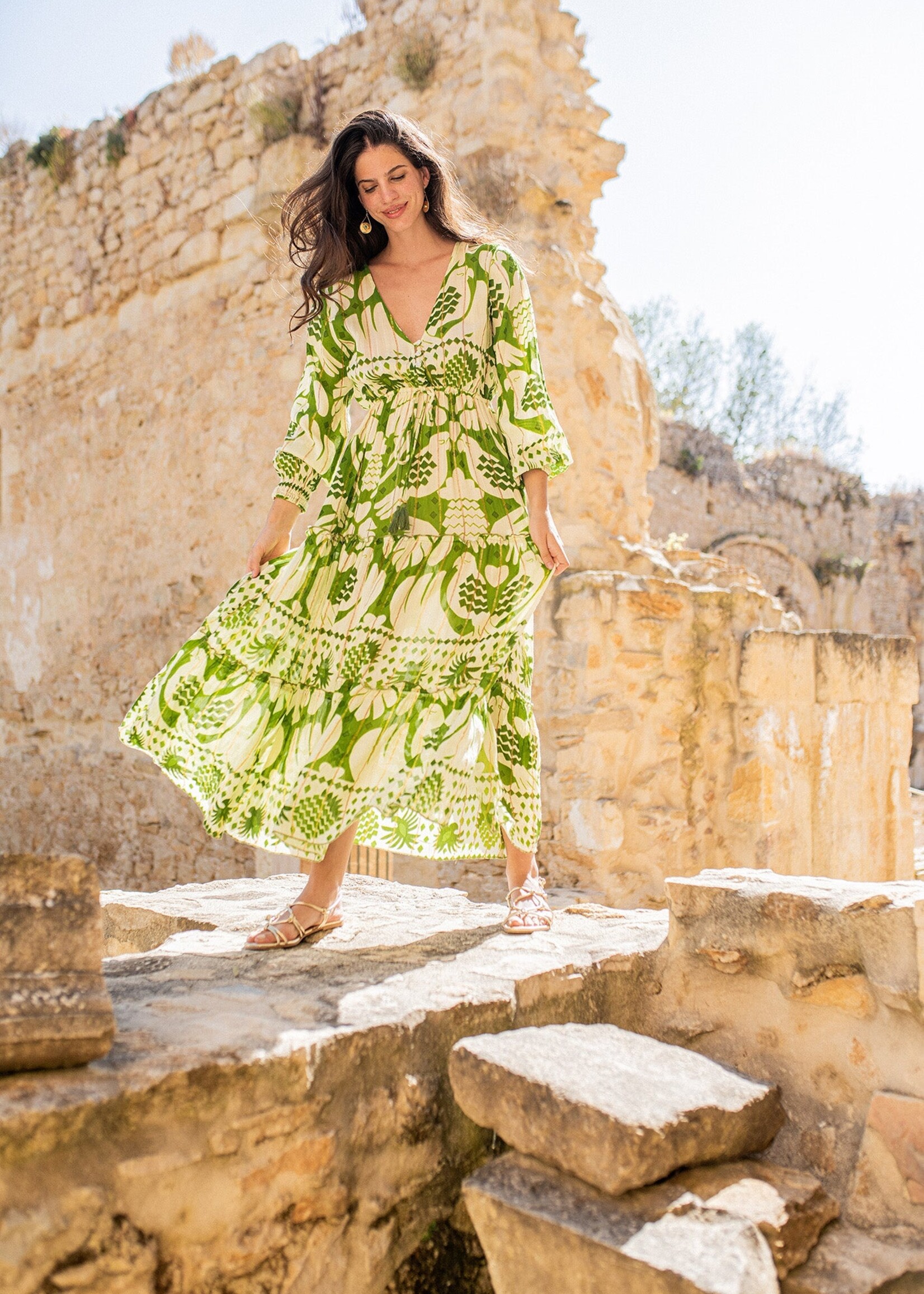 Piti Cuiti ACAPULCO GREEN LONG DRESS