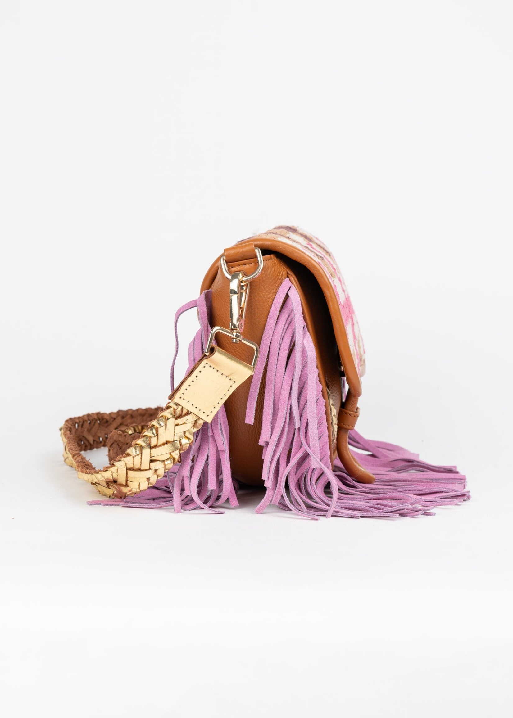 Piti Cuiti MEDELLIN BROWN PINK SHOULDER BAG