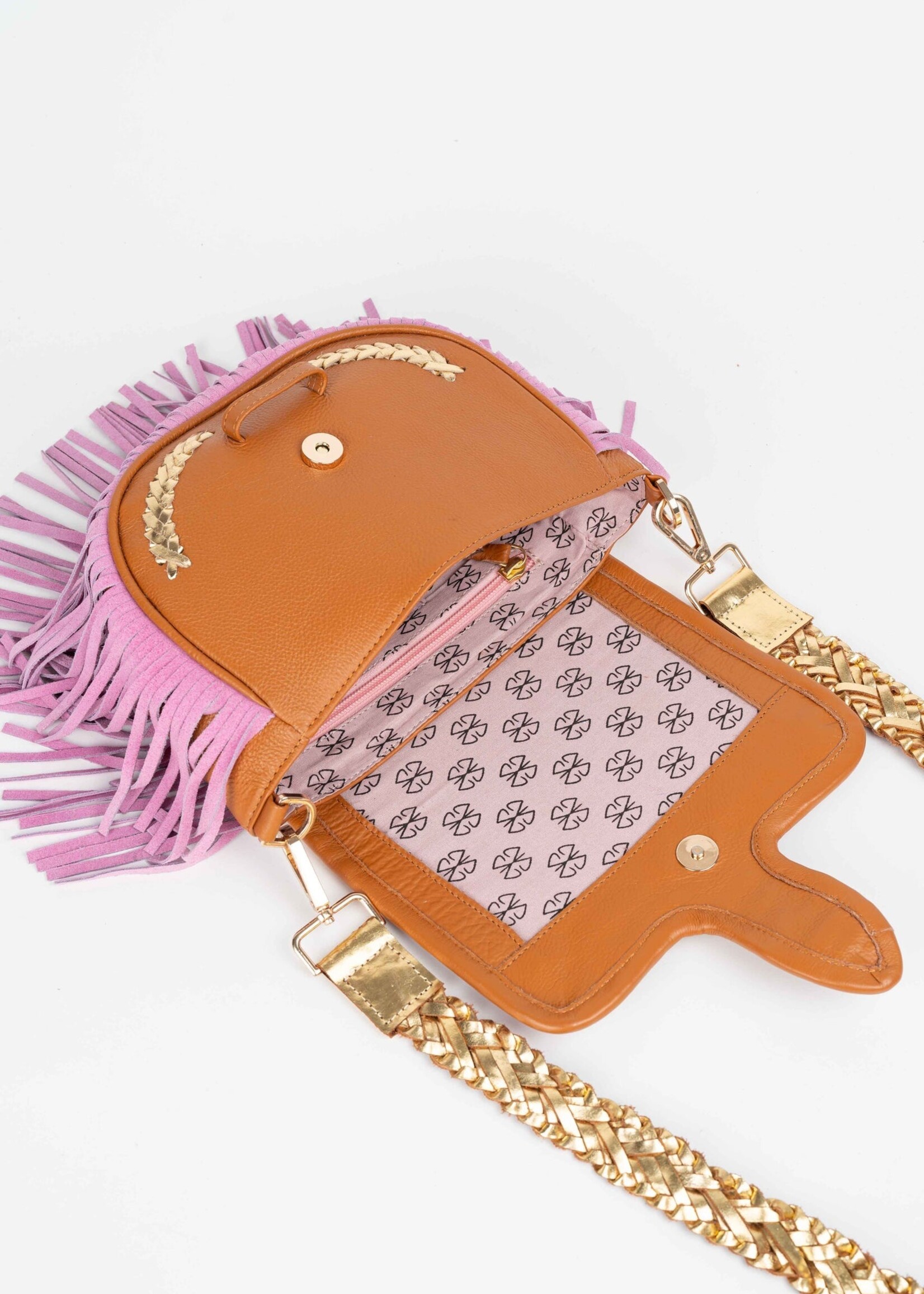 Piti Cuiti MEDELLIN BROWN PINK SHOULDER BAG