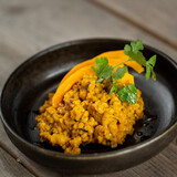 Botmas Pompoencurry met speltrissotto Botmas Pompoencurry met speltrissotto