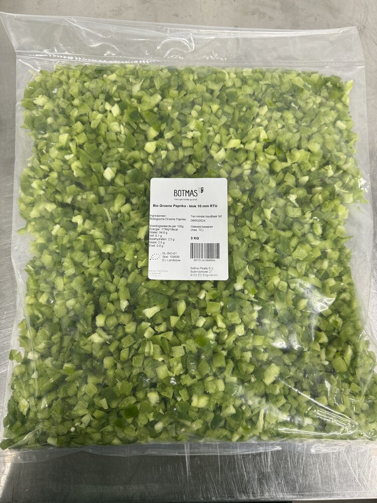 Botmas Bio Groene Paprika - blok 10 mm RTU