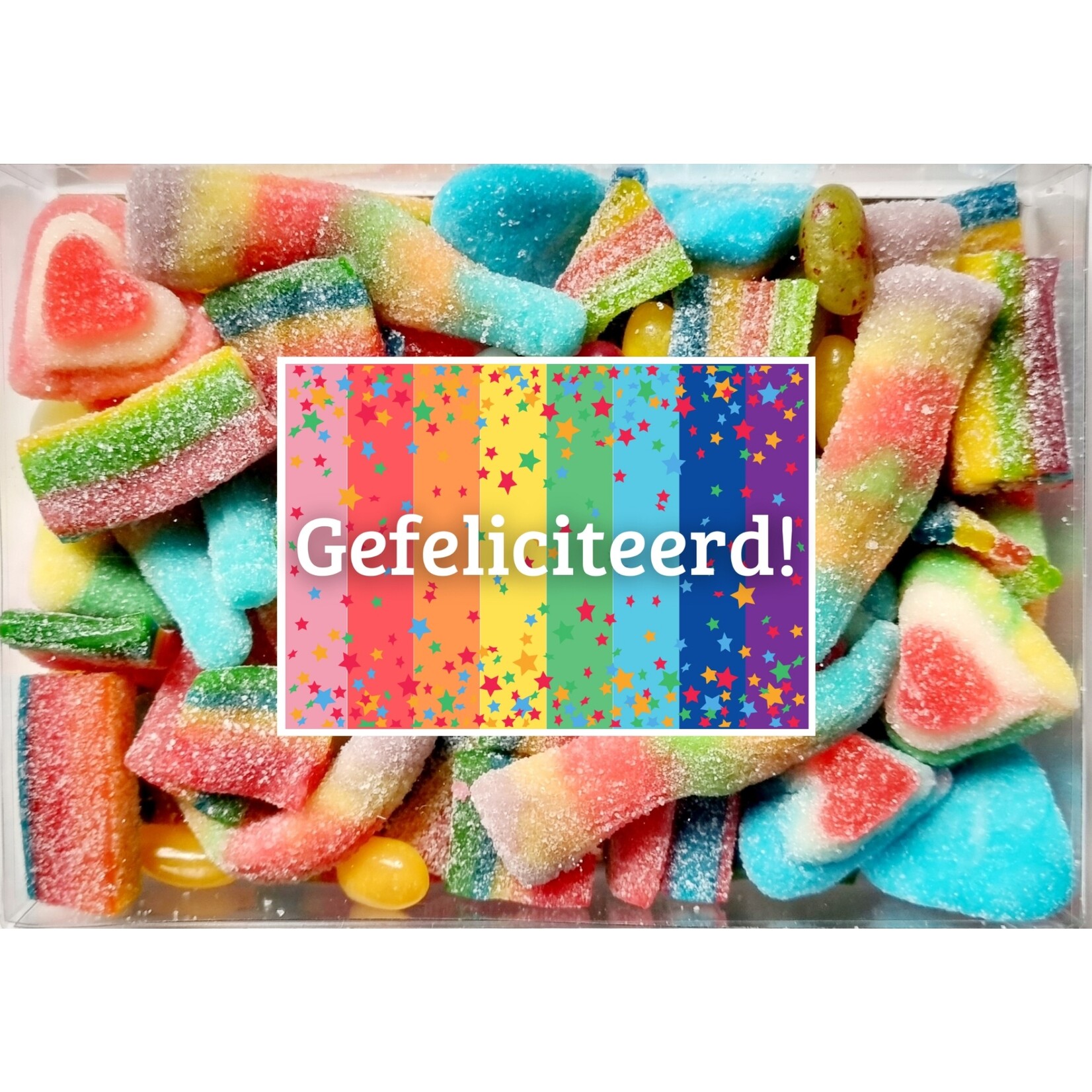 ZoeteGroet Snoepdoosje Regenboog: Gefeliciteerd!