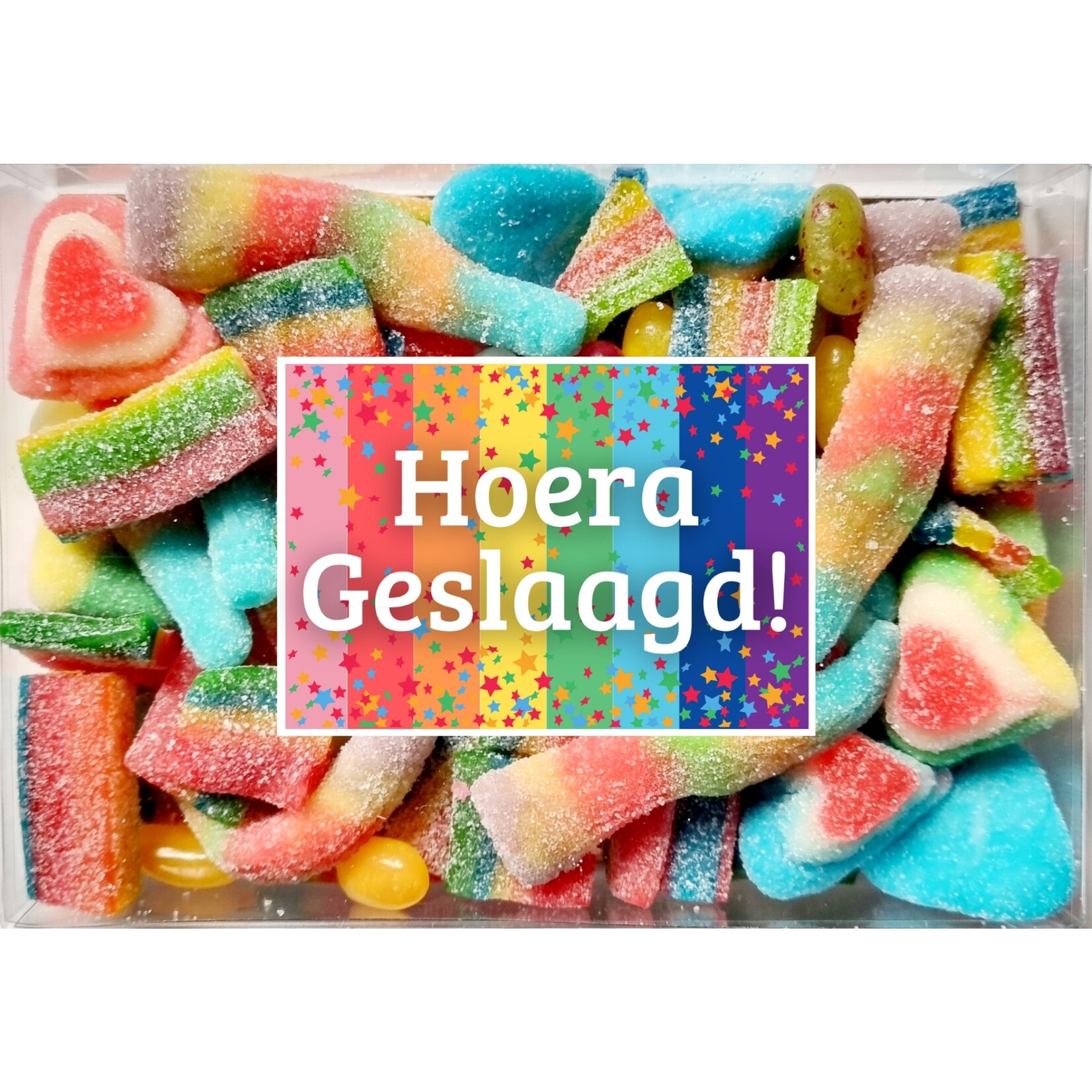 ZoeteGroet Snoepdoosje Regenboog: Hoera Geslaagd!