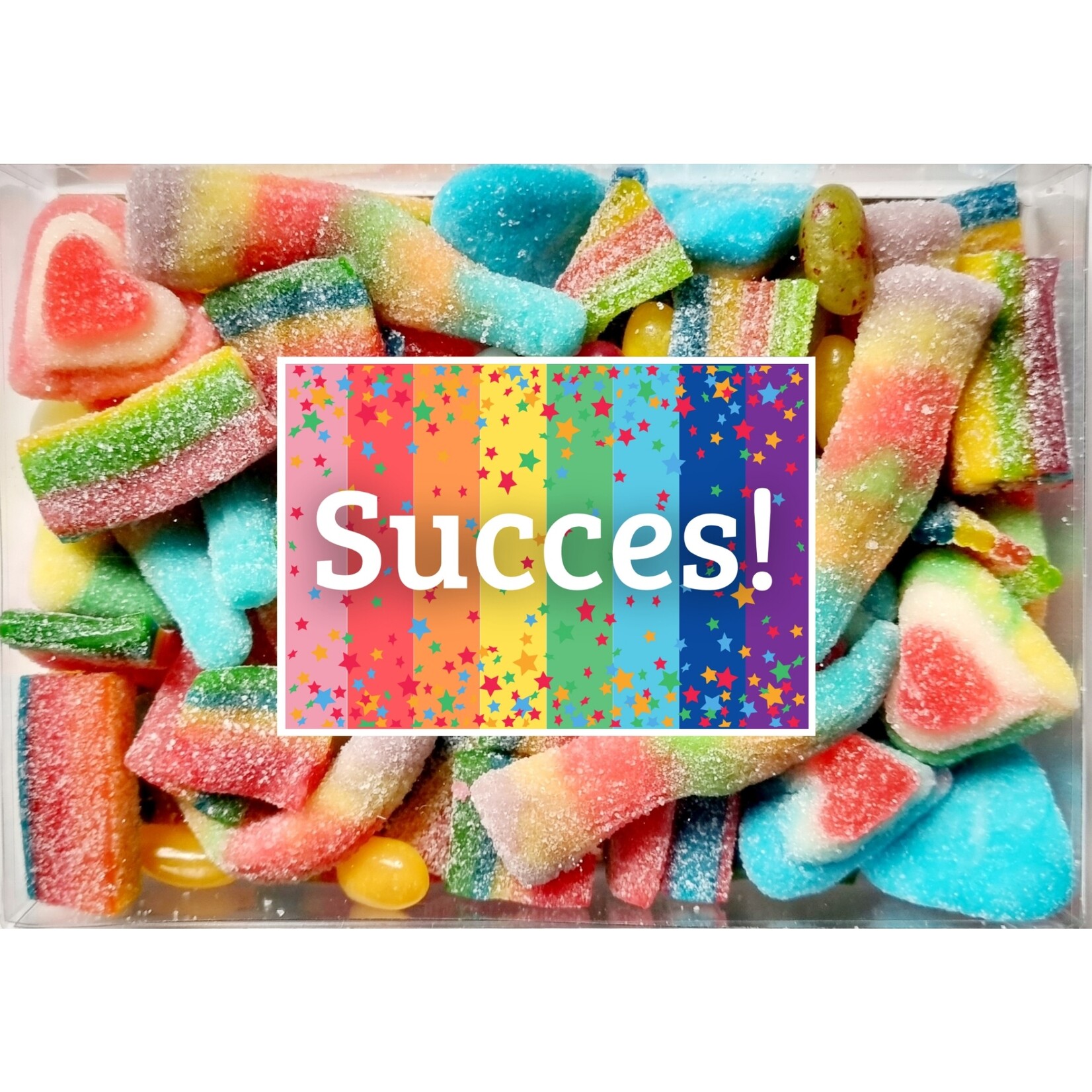 ZoeteGroet Minimix Snoepbox: Rainbow Rush met sticker tekst naar keuze!