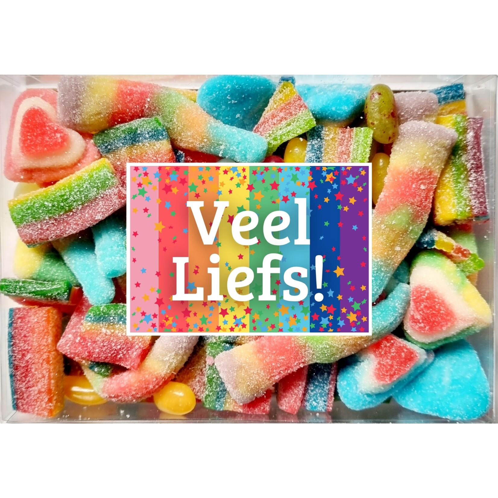 ZoeteGroet Minimix Snoepbox: Rainbow Rush met sticker tekst naar keuze!