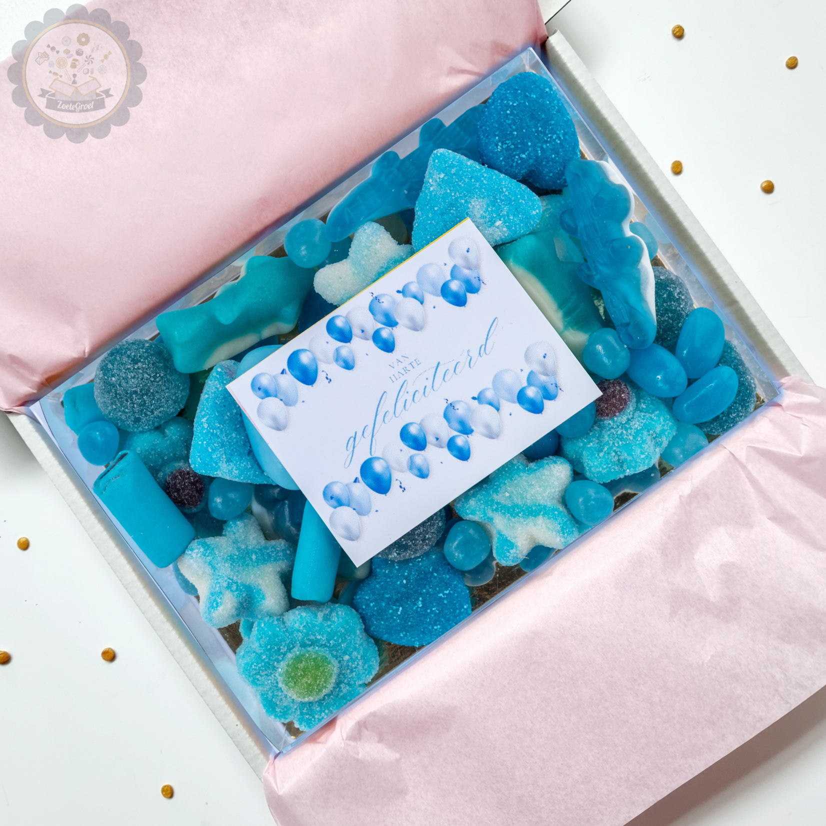 ZoeteGroet Minimix Kleur Snoepbox: Van Harte Gefeliciteerd!