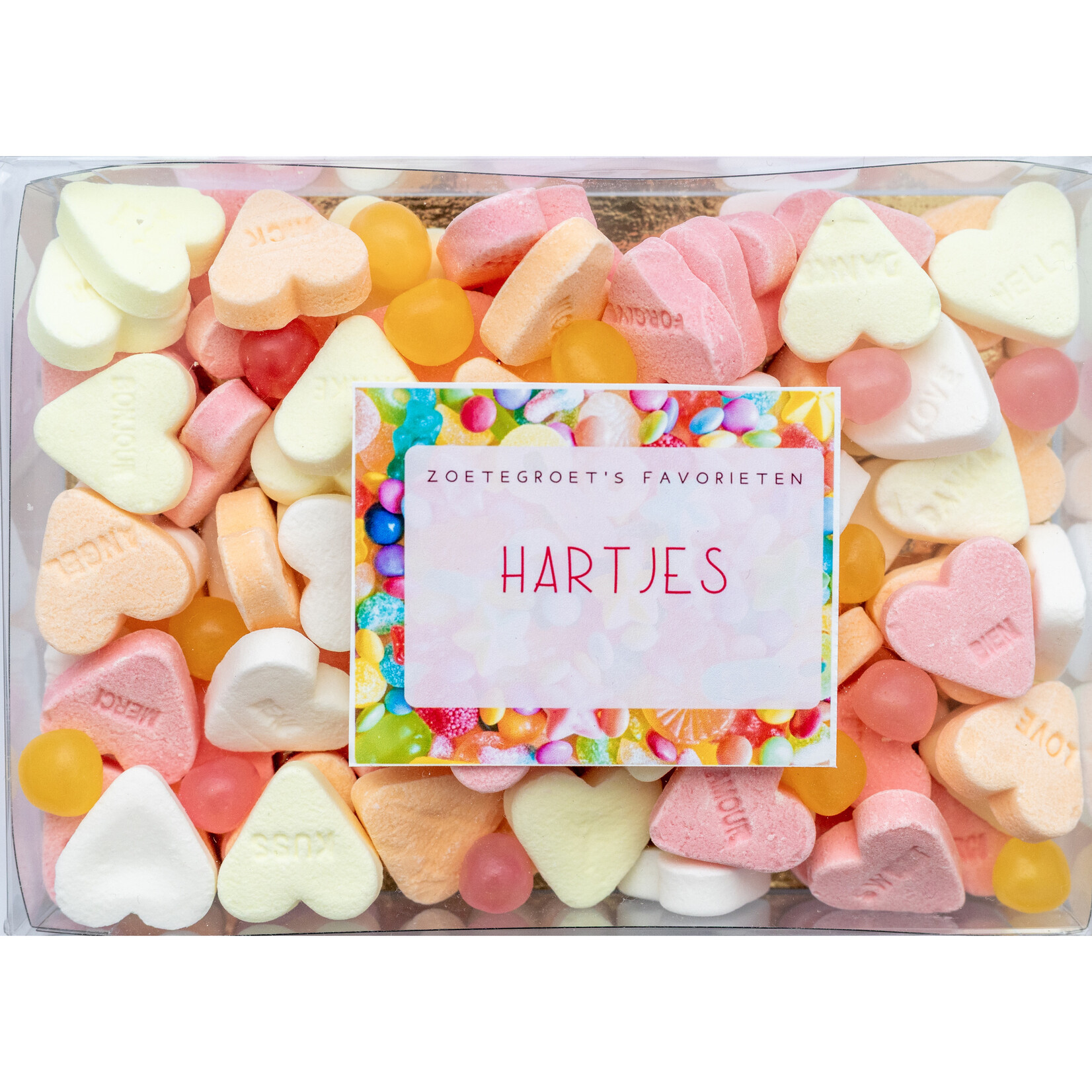 ZoeteGroet ZoeteGroet Favorieten: Hartjes! Met tekst sticker naar keuze.