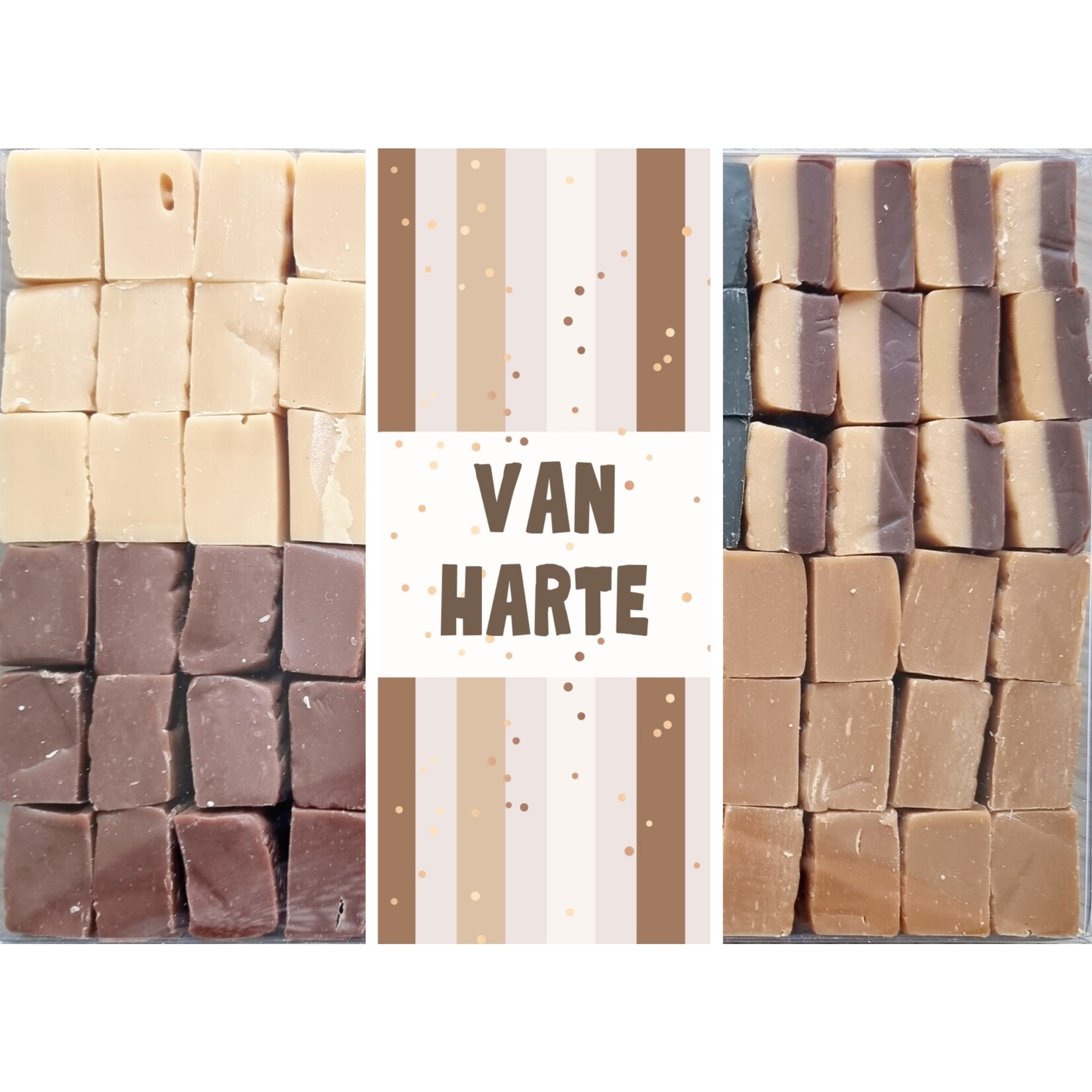ZoeteGroet Mix Snoepbox: Fudge!  Met sticker tekst naar keuze