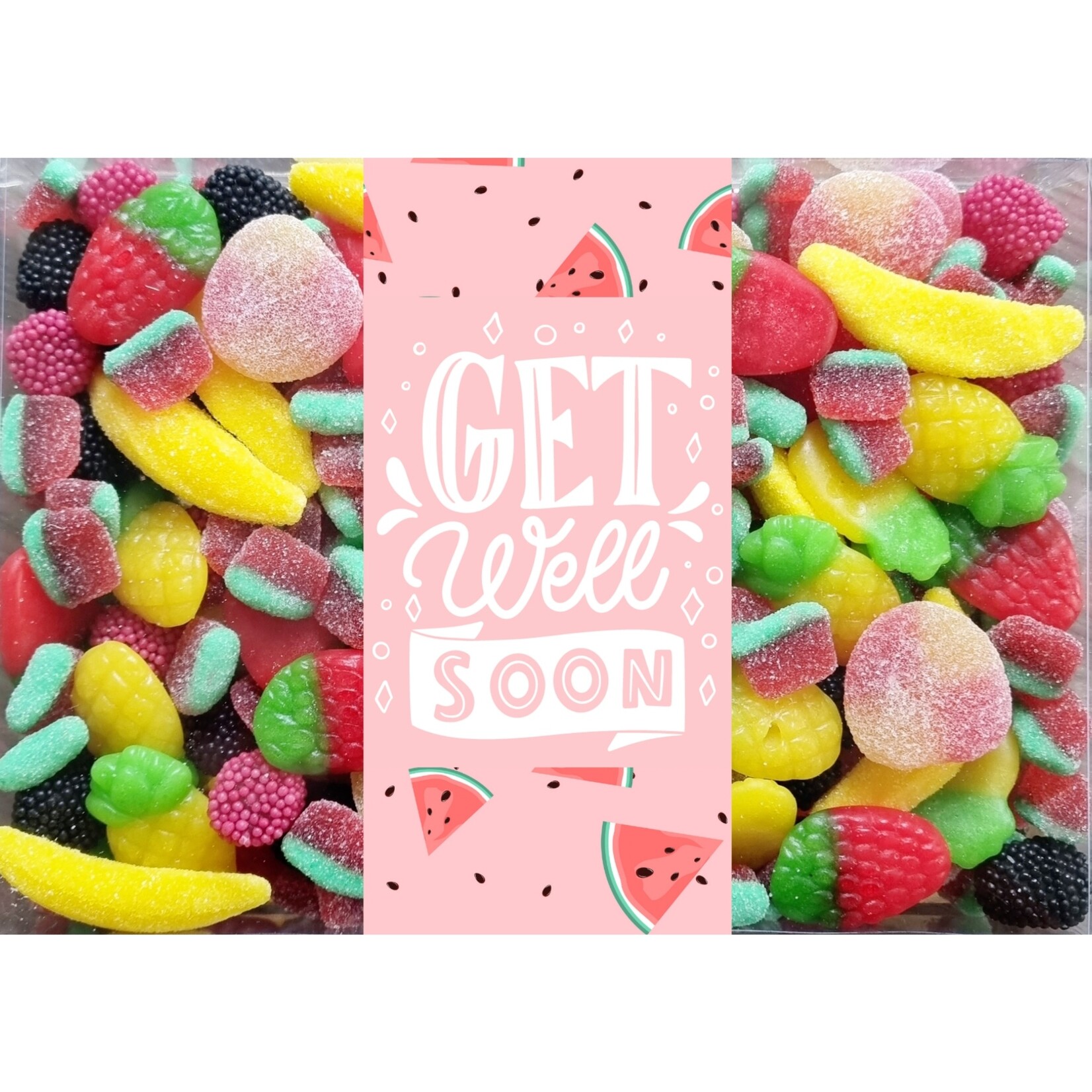 ZoeteGroet Mix Snoepbox Fruitmand: Get Well Soon!