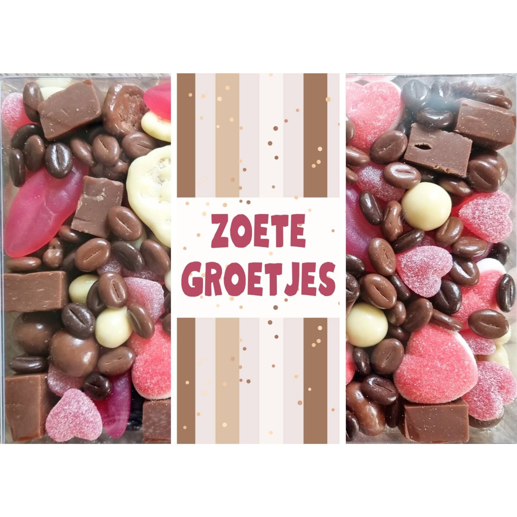 ZoeteGroet Mix Snoepbox: Verwennerij! Met tekst sticker naar keuze