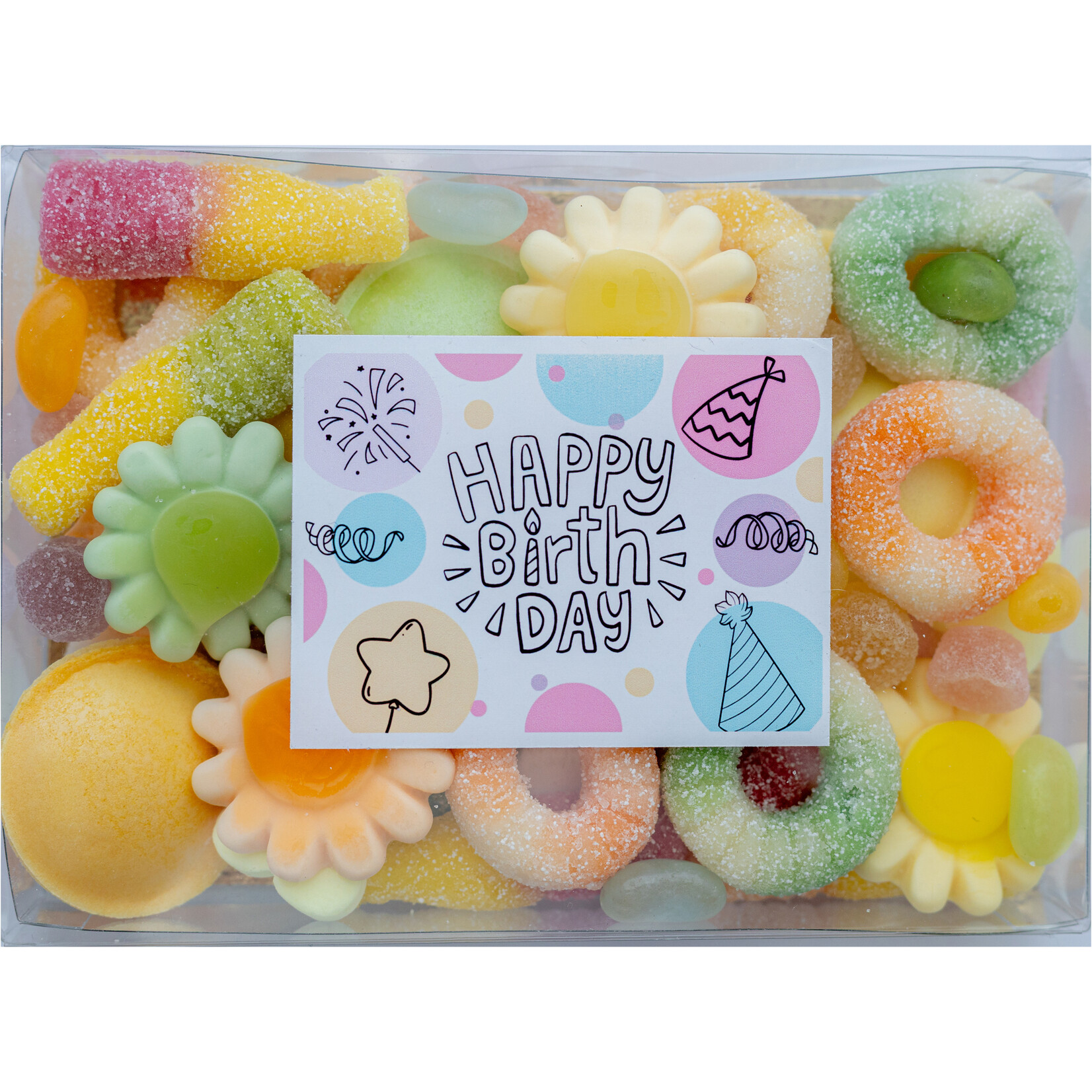 ZoeteGroet Minimix Snoepbox: Happy Birthday pastel!