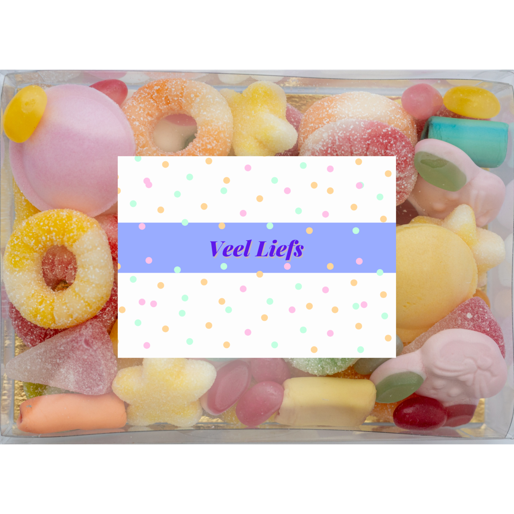 ZoeteGroet Minimix Snoepbox: Pastel met sticker tekst naar keuze!