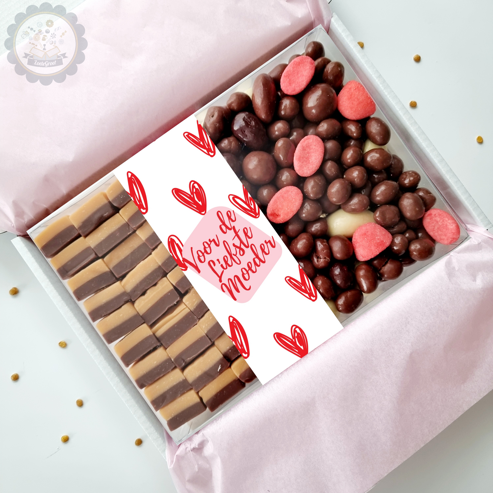 ZoeteGroet Luxe Cadeaubox gevuld met chocolade en fudge!