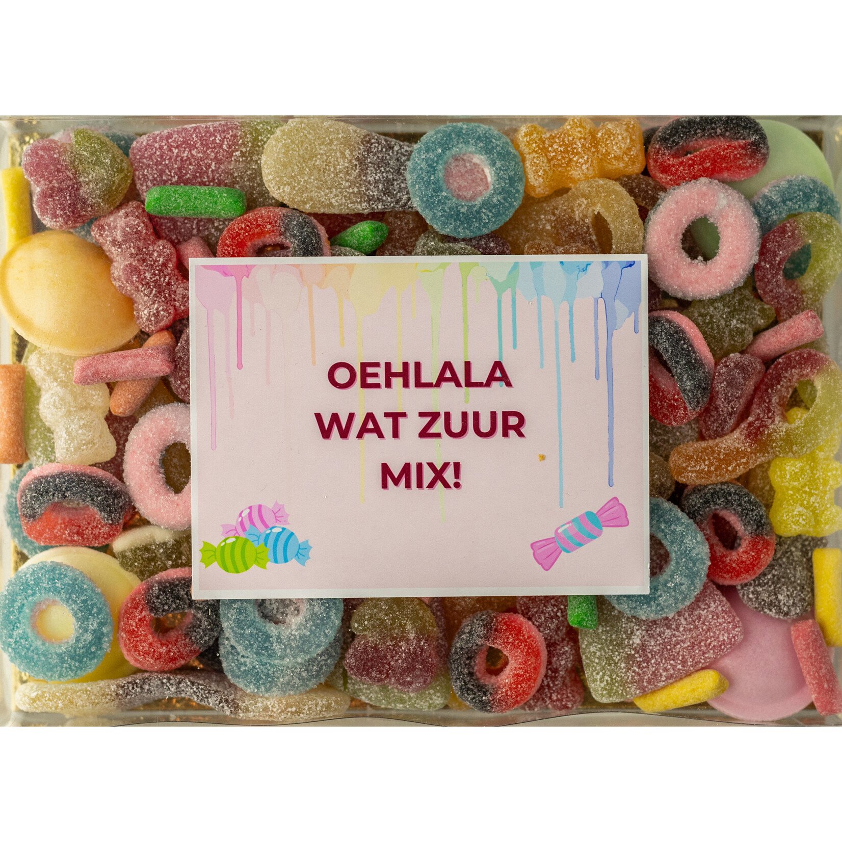ZoeteGroet Snoepbox 500gr: Oehlala Wat Zuur Mix!