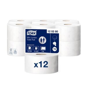 Tork Tork Mini Jumbo Toiletpapier - 2-Laags - 10cm X  170m - 1214 Vellen - 12 Rollen