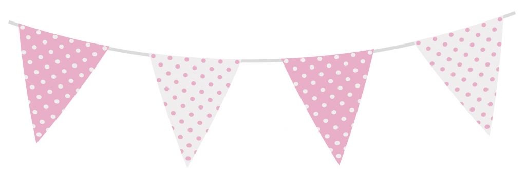 Vlaggenlijn Stippen Baby Roze 3.6M