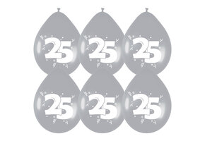 Ballonnen Metallic Zilver 25 (6ST)
