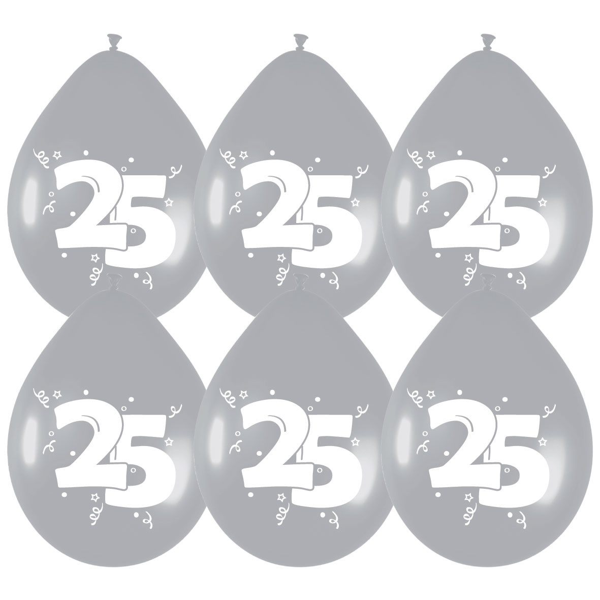 Ballonnen Metallic Zilver 25 (6ST)