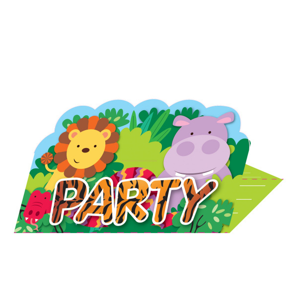 Uitnodigingen Jungle Fun met Envelop (8ST)