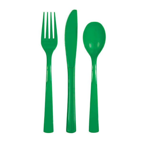 Plastic Bestek Donkergroen (18ST)
