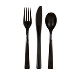 Plastic Wegwerp Bestek Zwart (18ST)
