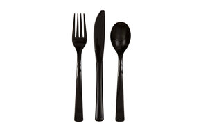 Plastic Wegwerp Bestek Zwart (18ST)