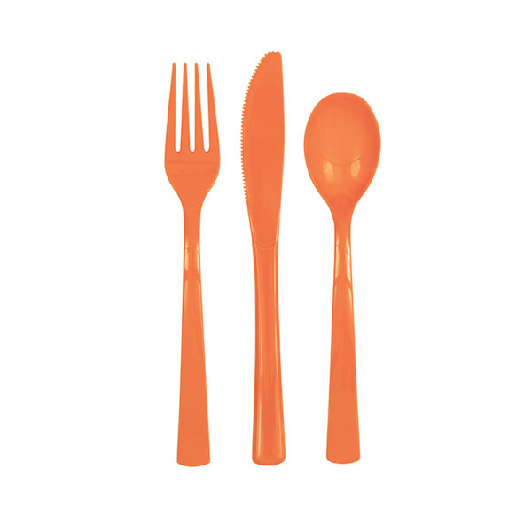 Plastic Bestek Oranje (18ST)