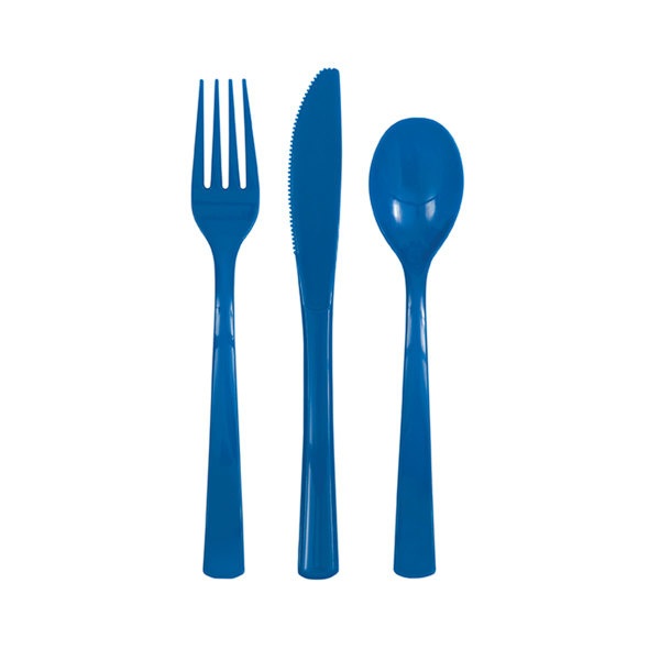 Plastic Bestek Donkerblauw (18ST)