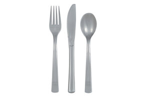 Plastic Bestek Zilver (18ST)