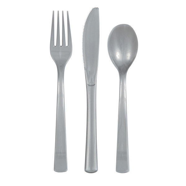 Plastic Bestek Zilver (18ST)