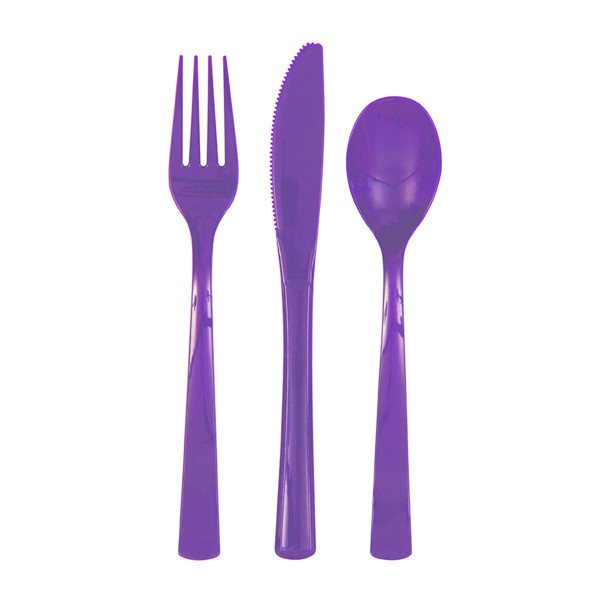 Plastic Bestek Paars (18ST)