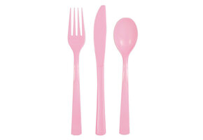 Plastic Bestek Baby Roze (18ST)