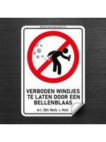 Wetboek van Mafrecht Outdoor Sticker - VERBODEN WINDJES TE LATEN DOOR EEN BELLENBLAAS