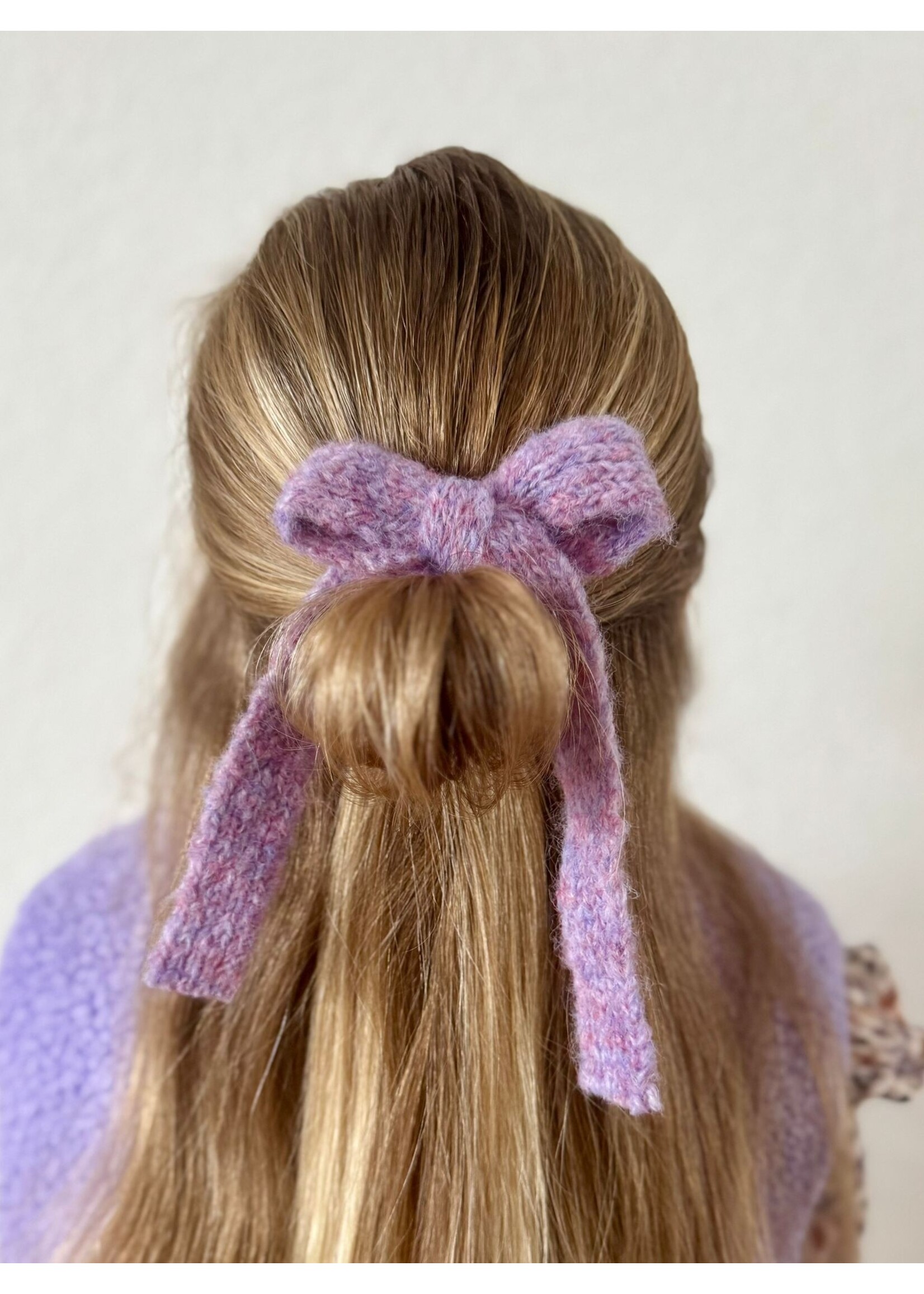 Lange gebreide paars strik 'Carlijn'