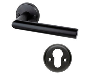 Mooi Deurbeslag Deurklink Esferia mat zwart met ronde cilinderrozetten Rosa Mooi Deurbeslag Deurklink Esferia mat zwart met ronde cilinderrozetten Rosa