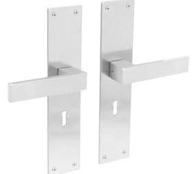 Intersteel Deurklink Amsterdam met schild 250x55x2mm sleutelgat 56mm geborsteld rvs Intersteel Deurklink Amsterdam met schild 250x55x2mm sleutelgat 56mm geborsteld rvs