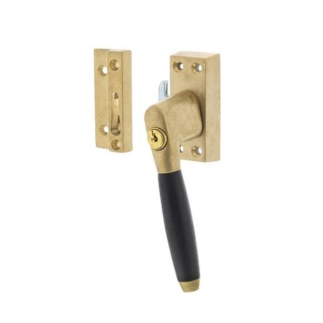 Intersteel Raamsluiting Ton 400 afsluitbaar met slot rechts messing getrommeld/ebbenhout Intersteel Raamsluiting Ton 400 afsluitbaar met slot rechts messing getrommeld/ebbenhout