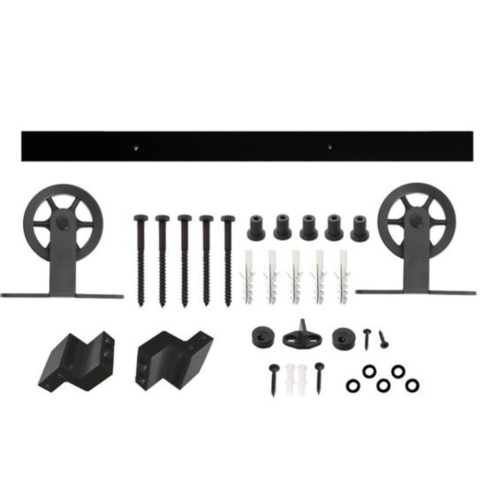 Intersteel Schuifdeursysteem wheel top mat zwart - incl. rail en beslag - Intersteel