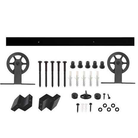 Intersteel Schuifdeursysteem wheel top mat zwart - incl. rail en beslag - Intersteel