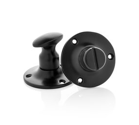 De Oude Deurklink WC slot draaiknop mat zwart rond rozet De Oude Deurklink WC slot draaiknop mat zwart rond rozet